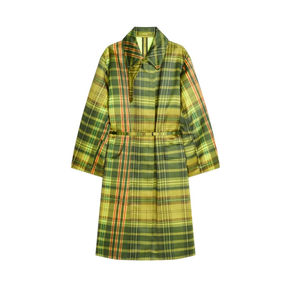 Dries Van Noten Oversized checked coat in Neon Yellow | Coats | Coveti