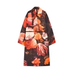 Dries Van Noten Oversized floral coat in Neon Orange | Coats | Coveti