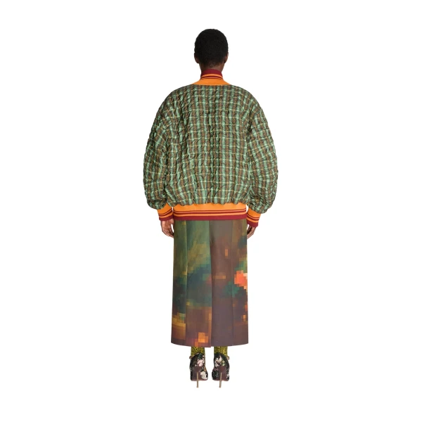 Oversized seersucker bomber in Khaki - Image 4