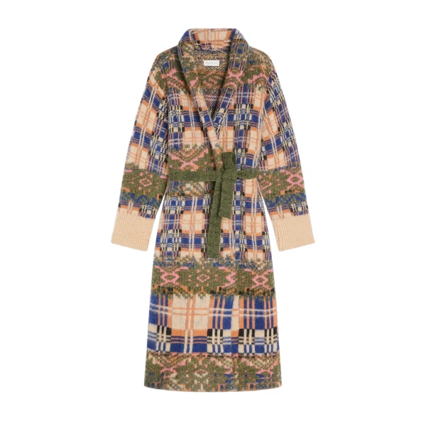 Dries Van Noten Patchwork wool cardigan in Ecru | Knitwear | Coveti