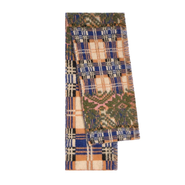 Patchwork wool scarf in Ecru