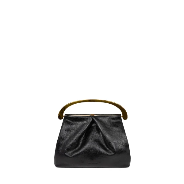 Pleated leather bag in Black - Image 4