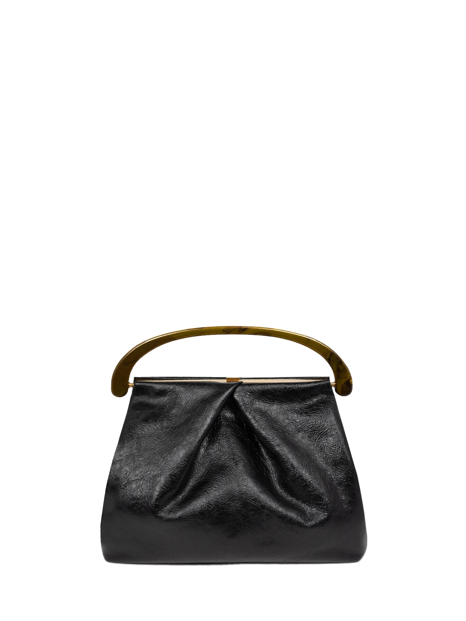 Dries Van Noten Pleated leather bag in Black | Totes & Top-Handle Bags | Coveti Dries Van Noten Pleated leather bag in Black