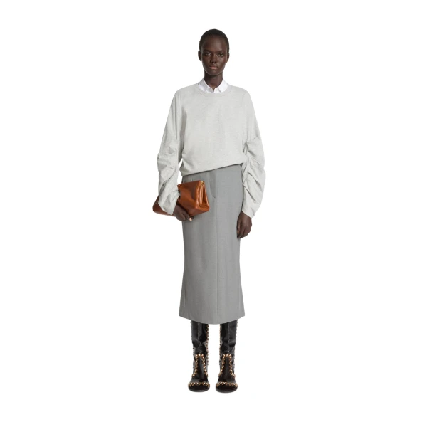 Pleated leather clutch in Tan - Image 6