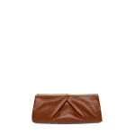 Dries Van Noten Pleated leather clutch in Tan