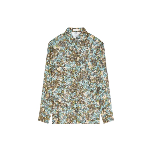 Dries Van Noten Pleated shirt in Sky | Tops | Coveti