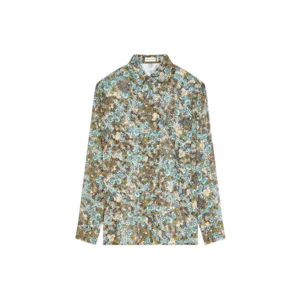 Dries Van Noten Pleated shirt in Sky | Tops | Coveti