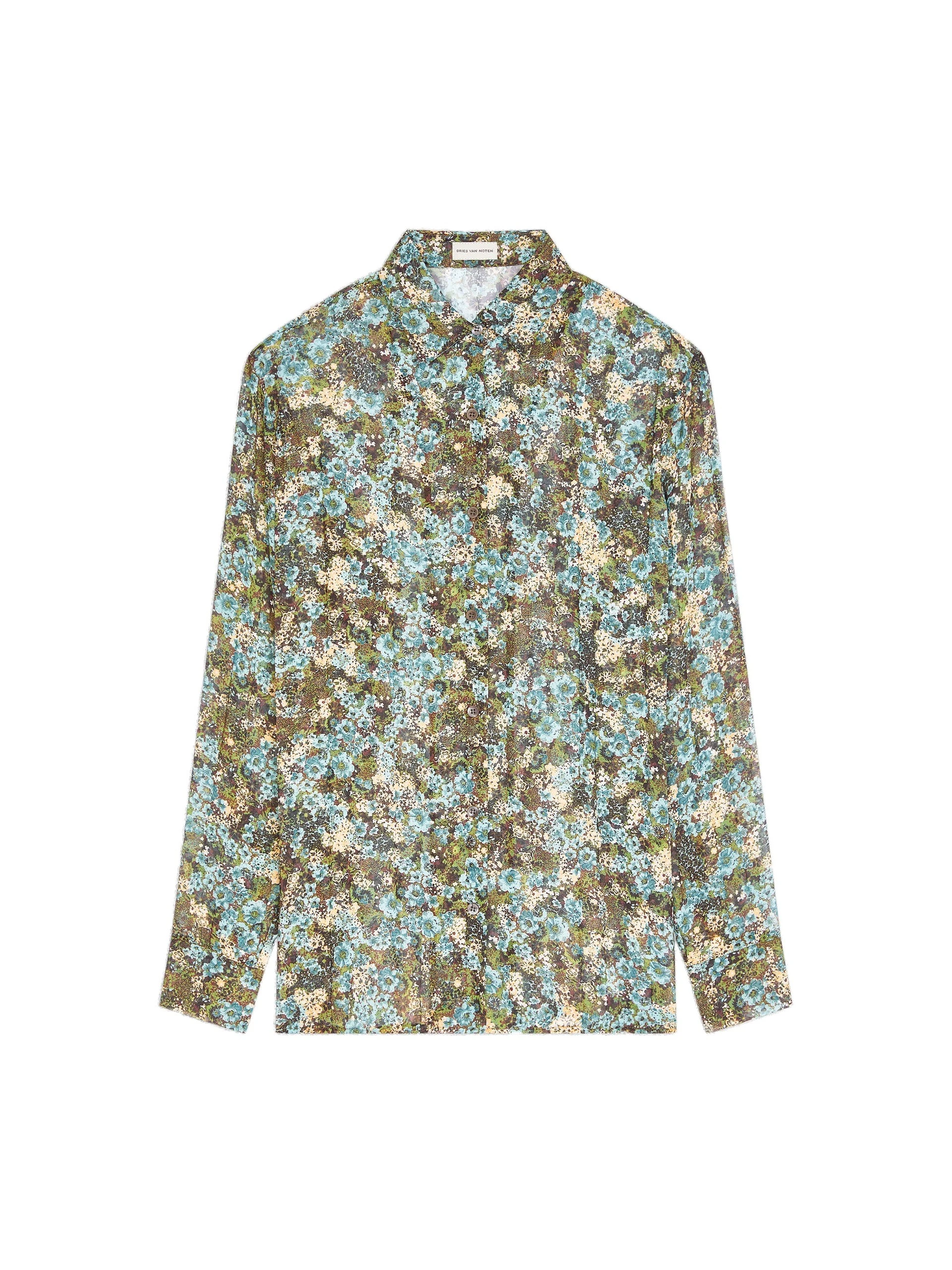 Dries Van Noten Pleated shirt in Sky | Tops | Coveti Dries Van Noten Pleated shirt in Sky | Tops | Coveti