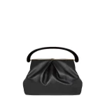 Dries Van Noten Pleated smooth leather bag in Black