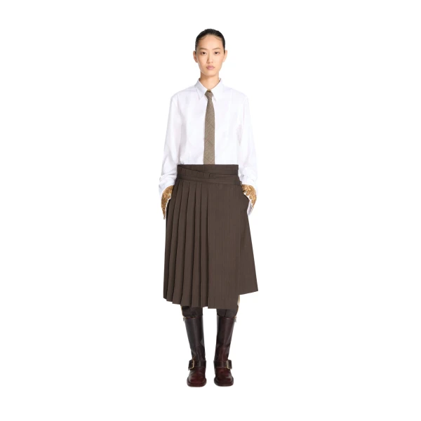 Pleated viscose skirt in Brown - Image 2