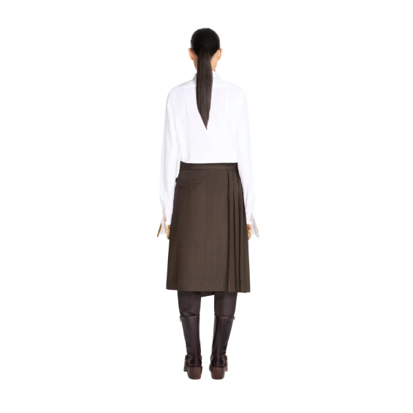 Pleated viscose skirt in Brown - Image 4