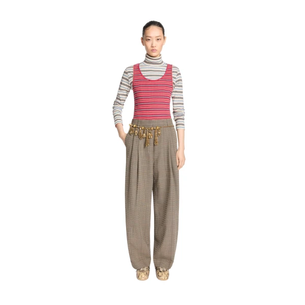 Pleated wool pants in Cement - Image 2