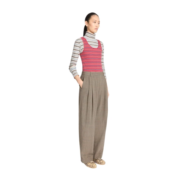 Pleated wool pants in Cement - Image 3
