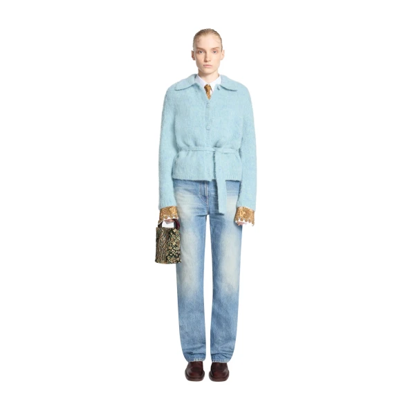 Polo wool cardigan in Light Blue - Image 2