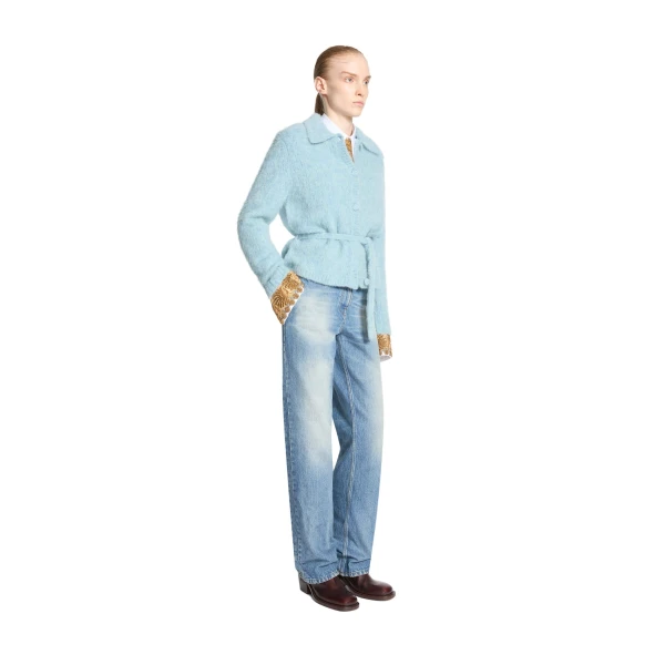 Polo wool cardigan in Light Blue - Image 3