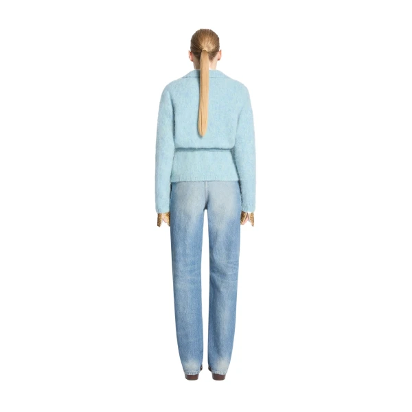Polo wool cardigan in Light Blue - Image 4