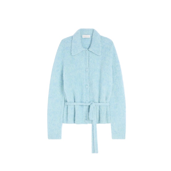 Dries Van Noten Polo wool cardigan in Light Blue | Knitwear | Coveti