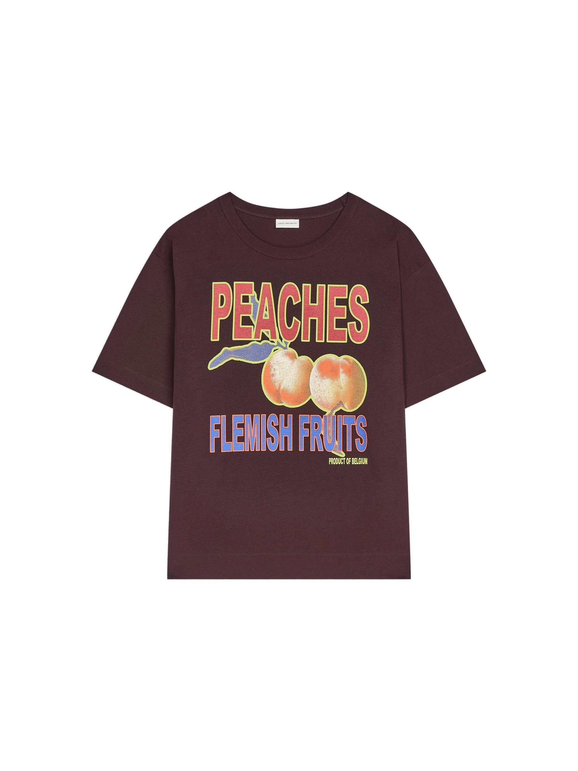 Dries Van Noten Printed cotton tee in Burgundy | Tops | Coveti Dries Van Noten Printed cotton tee in Burgundy | Tops | Coveti
