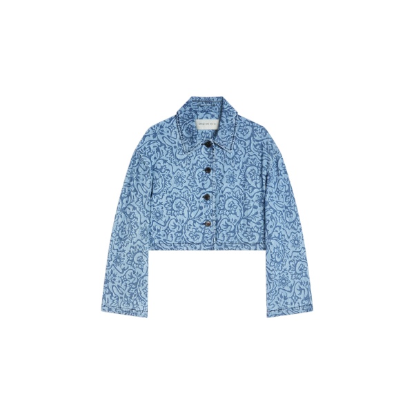 Dries Van Noten Printed denim jacket in Blue | Jackets | Coveti