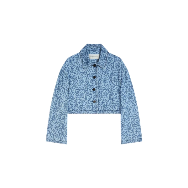 Dries Van Noten Printed denim jacket in Blue | Jackets | Coveti