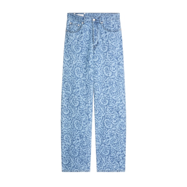 Dries Van Noten Printed denim pants in Blue | Pants | Coveti