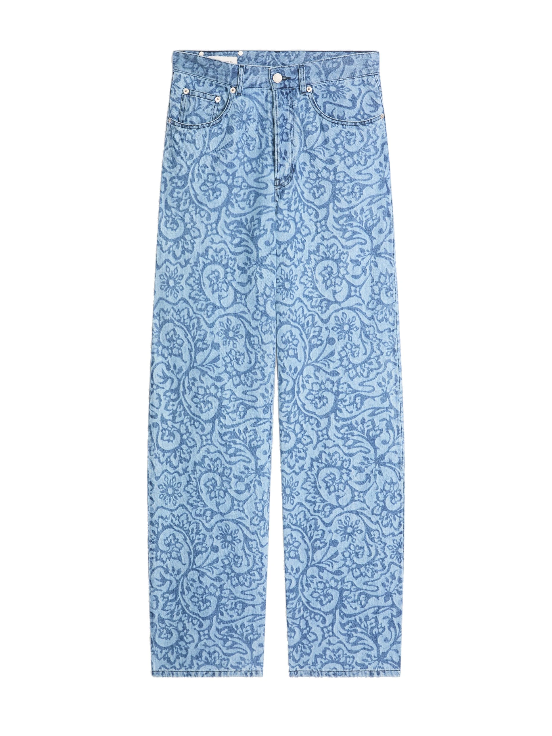 Dries Van Noten Printed denim pants in Blue | Pants | Coveti Dries Van Noten Printed denim pants in Blue | Pants | Coveti