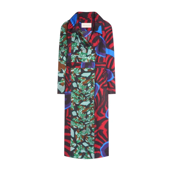Dries Van Noten Printed mac in Red | Coats | Coveti