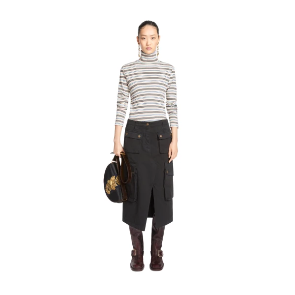 Ribbed cotton turtleneck tee in Ecru - Image 2