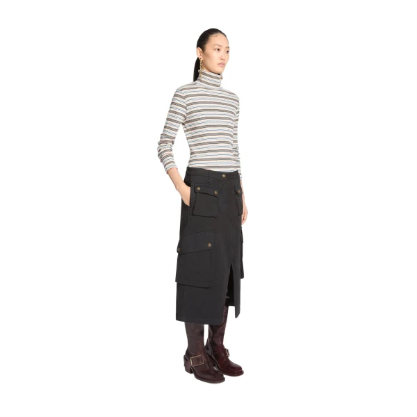 Ribbed cotton turtleneck tee in Ecru - Image 3