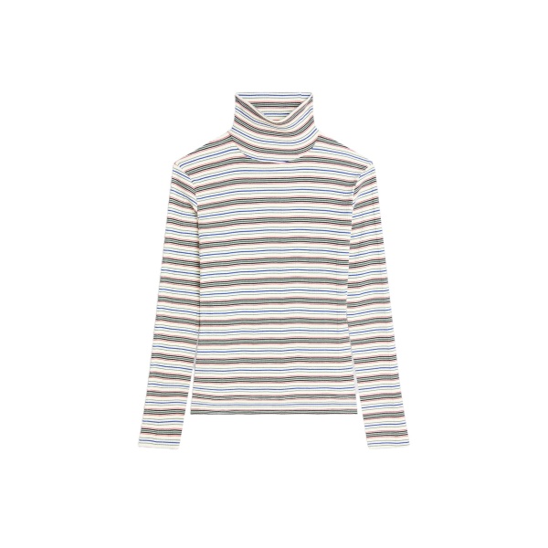 Dries Van Noten Ribbed cotton turtleneck tee in Ecru | Tops | Coveti