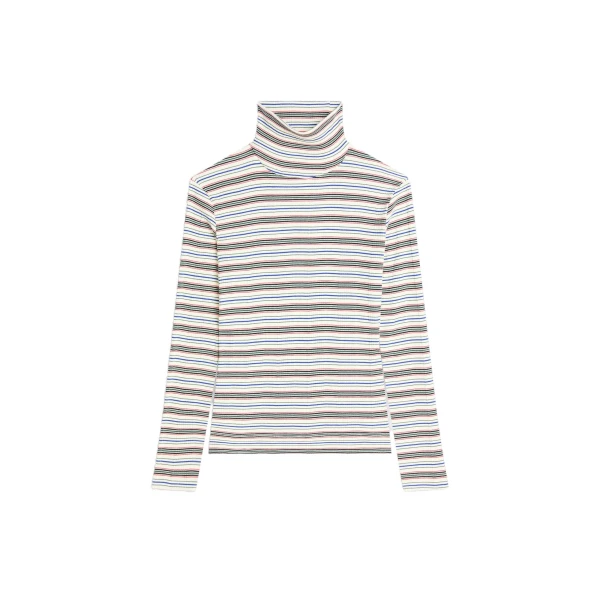 Dries Van Noten Ribbed cotton turtleneck tee in Ecru | Tops | Coveti