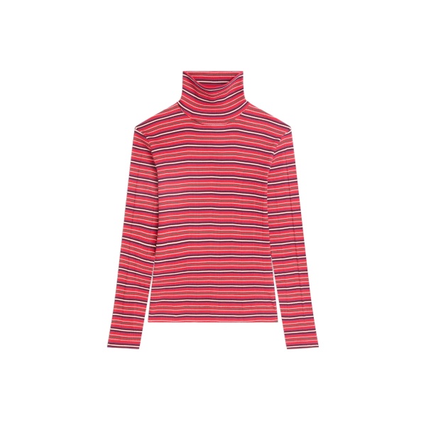 Dries Van Noten Ribbed cotton turtleneck tee in Red | Tops | Coveti