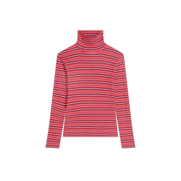 Dries Van Noten Ribbed cotton turtleneck tee in Red | Tops | Coveti