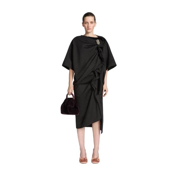 Ruffled cotton skirt in Black - Image 2
