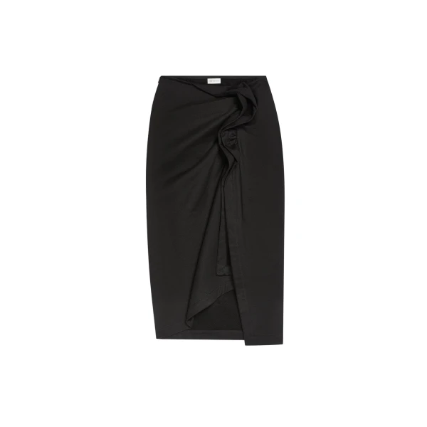 Dries Van Noten Ruffled cotton skirt in Black | Skirts | Coveti