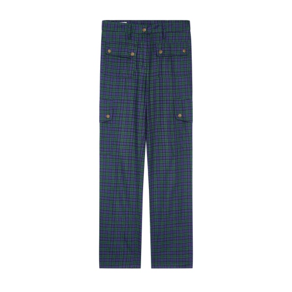 Dries Van Noten Slim leg cotton flannel pants in Green | Pants | Coveti