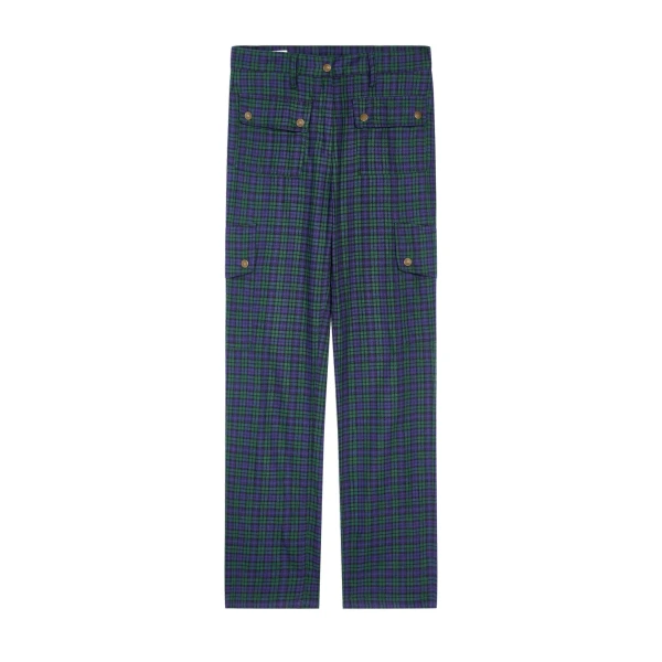 Slim leg cotton flannel pants in Green