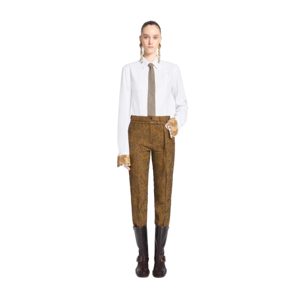 Slim leg jacquard pants in Khaki - Image 2
