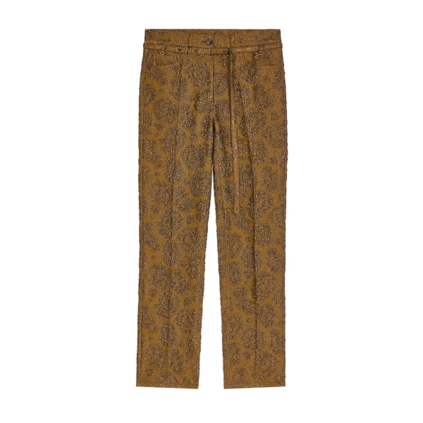Dries Van Noten Slim leg jacquard pants in Khaki | Pants | Coveti