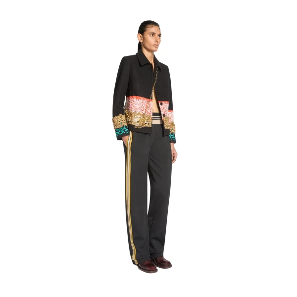 Slim leg wool pants in Dark Brown - Image 3