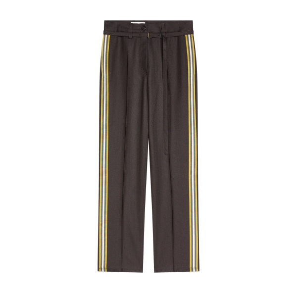 Dries Van Noten Slim leg wool pants in Dark Brown | Pants | Coveti