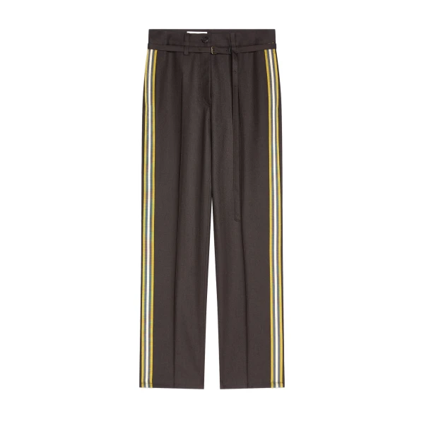 Dries Van Noten Slim leg wool pants in Dark Brown | Pants | Coveti