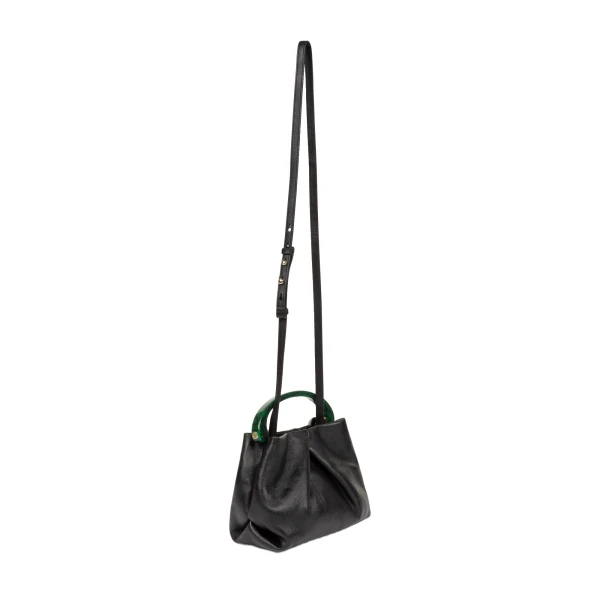 Small pleated leather bag in Black - Image 3