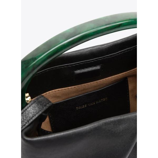 Small pleated leather bag in Black - Image 5