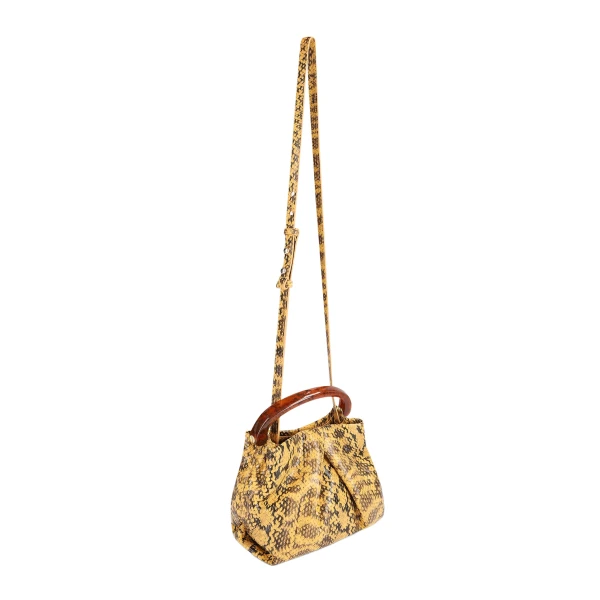 Small pleated leather bag in Yellow - Image 3
