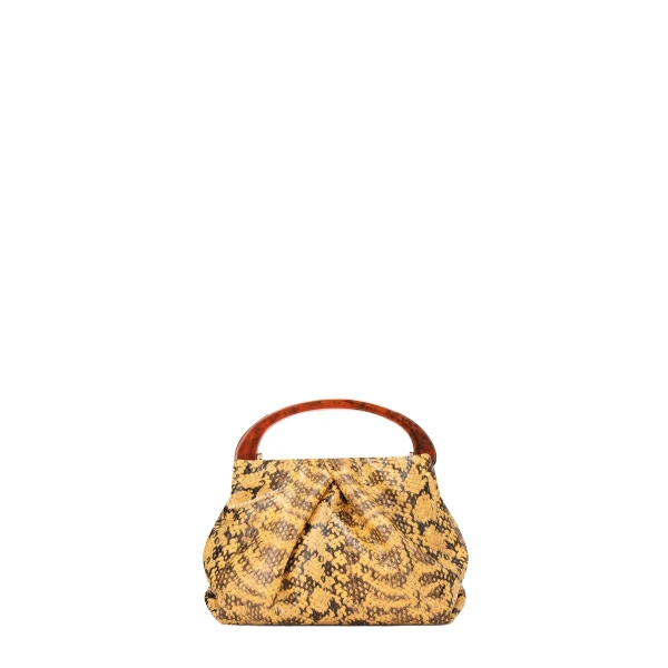 Small pleated leather bag in Yellow - Image 4