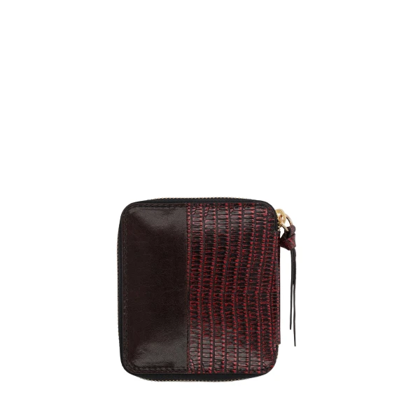 Square leather wallet in Red - Image 3