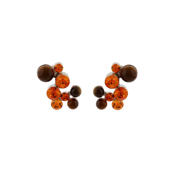 Dries Van Noten Stone pin earrings in Tiger-eye