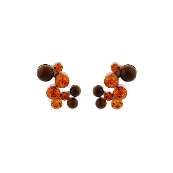 Dries Van Noten Stone pin earrings in Tiger-eye