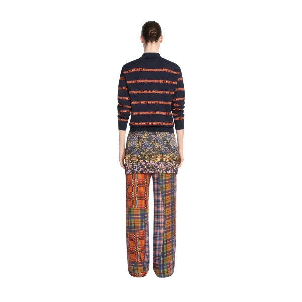 Striped wool polo in Navy - Image 4